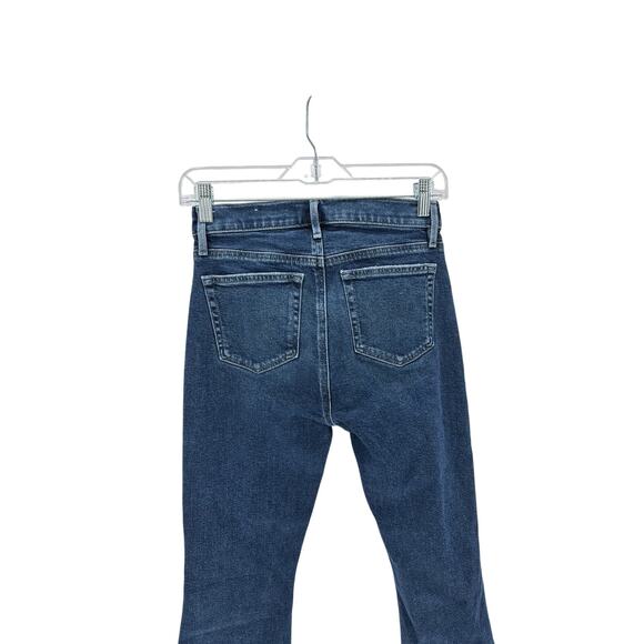 LOFT high waist kicker crop raw hem dark wash size 00/24 preppy minimalist - Picture 4 of 5